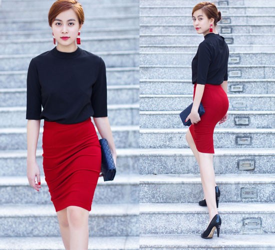 Hoàng Thùy Linh là một trong những mỹ nhân Việt rất yêu thích chân váy bút chì  thanh lịch, sang trọng. Tuy nhiên dáng chân váy bút chì ôm sát đầy gợi  cảm này chỉ đẹp với những cô gái có thân hình chuẩn.