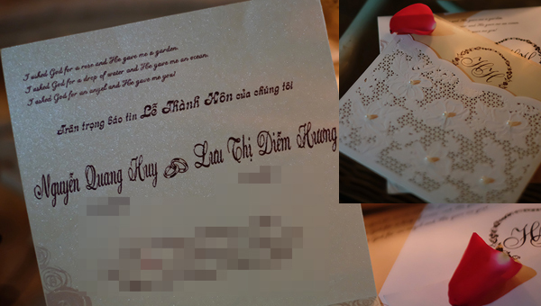 Thiệp cưới của Hoa hậu Diễm Hương.