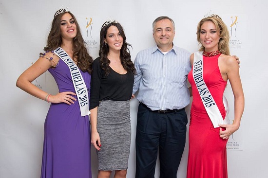 Mikaela Fotiadis (ngoài cùng bên phải) được chọn làm Hoa hậu Hoàn Vũ Hy Lạp 2015 sau một buổi tuyển chọn kín giữa Ban giám khảo.