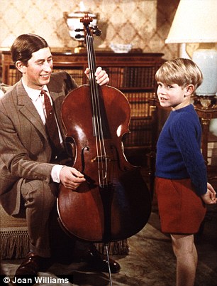 Informal: Four-year-old Edward takes an interest in Charless cello practice in the TV documentary