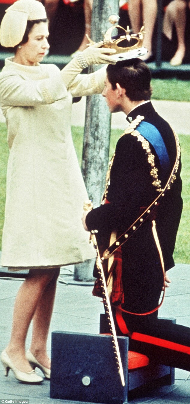 Head of State: The Queen crowns Charles with a crown featuring a ping pong ball on the top