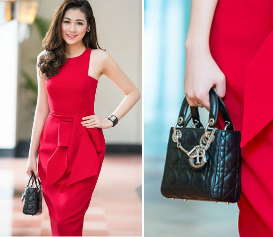 Xuất hiện tại một sự kiện gần đây, Á hậu Tú Anh đẹp rực rỡ trong bộ đầm gam đỏ kết hợp túi hiệu Dior màu đen. Đây là mẫu túi mini được các tín đồ thời trang đặc biệt yêu thích. Chiếc túi Dior mini này có giá 2.400 USD (hơn 50 triệu đồng). 