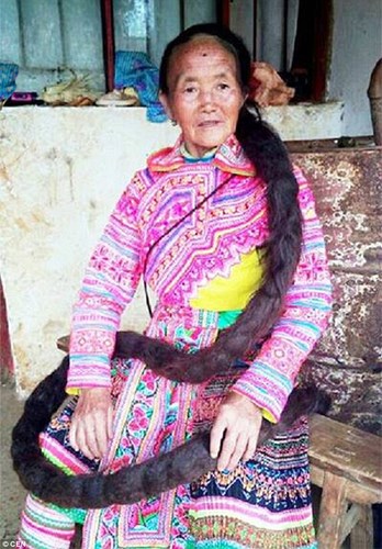 
Cổ Mỹ Anh, một phụ nữ 59 tuổi, người Miêu tộc ở Vân Nam Trung Quốc hiện đang sở hữu mái tóc dài 2,52m được tờ Dailymail gọi bằng cái tên Người phụ nữ tóc mây bởi bộ tóc dài kỷ lục của mình.

