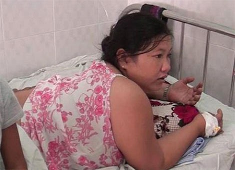 Bị can Trương Thị Vy khi đang điều trị tại bệnh viện.
