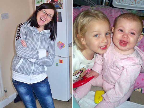 Marta Galikowska và hai con gái, bé Maja 5 tuổ và Olga 20 tháng tuổi. Ảnh: SWNS