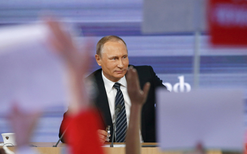 
Tổng thống Putin trong cuộc họp báo hôm nay. Ảnh: Reuters
