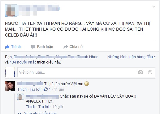 Một số khách mời bất bình với việc MC Việt đọc sai tên ngôi sao Hong Kong. Ảnh: Chụp màn hình.