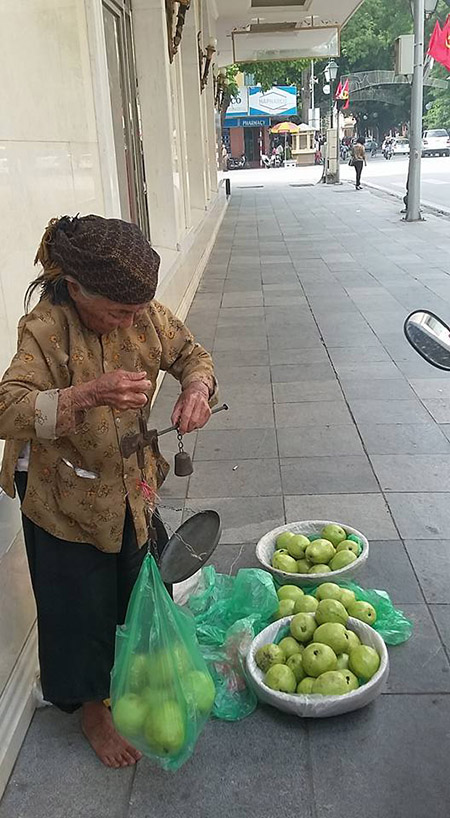 Cụ già 89 tuổi bán ổi trên phố. (Nguồn ảnh: facebook Hà Vũ)