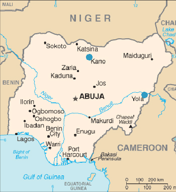 Vị trí hai thành phố Kano và Yola của Nigeria. Đồ họa:Wikipedia