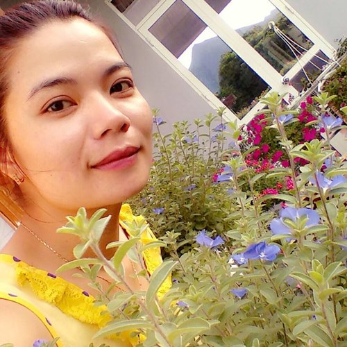 Chị Huế trồng hoa trang tr&iacute; trong khu&ocirc;n vi&ecirc;n 3 tầng