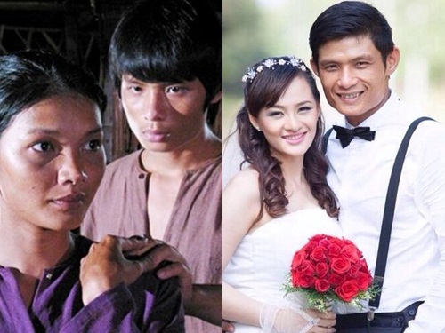 Lê Thế Lữ khi đóng Mùa len trâu (trái) và hình cưới hồi đầu 2015 của anh.