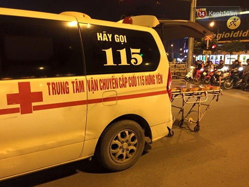 Chiếc xe cấp cứu của 115 Hưng Yên đã kịp thời đưa người bị nạn tới bệnh viện