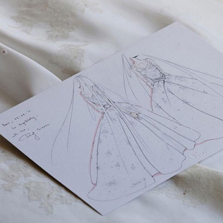 Bản phác thảo chiếc váy cưới của Angela Baby
