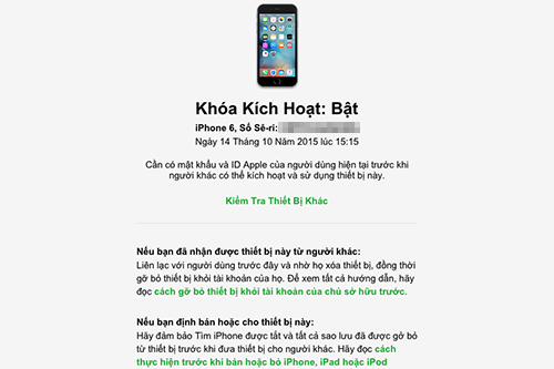 
Trong hình kiểm tra, chiếc iPhone 6&nbsp;đã đăng nhập iCloud và đang kích hoạt Find My iPhone.
