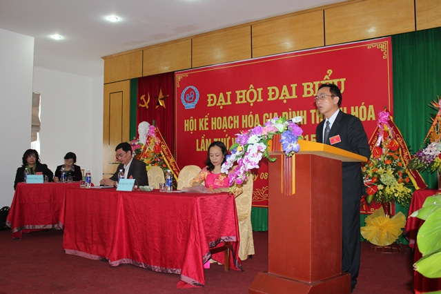 Ông Đỗ Quang Vinh, nguyên phó Giám đốc Sở y tế, Chủ tịch hội KHHGĐ Thanh Hóa phát biểu