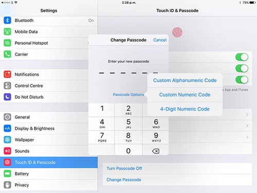 
iOS sẽ tiến hành mã hóa dữ liệu ngay lập tức thông qua màn hình khóa - Ảnh chụp màn hình
