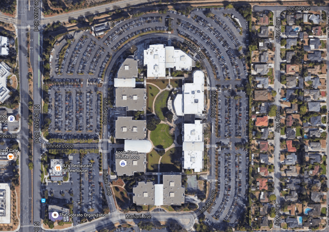 Trụ sở chính của Apple tại Cupertino. Ảnh: Google.