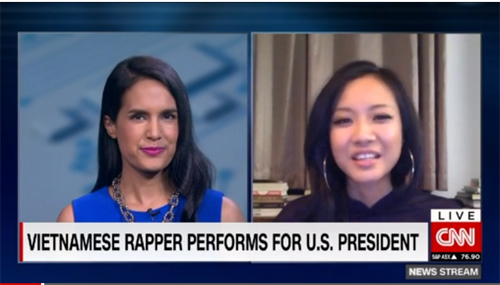Suboi được CNN phỏng vấn ngày 25/5 sau buổi giao lưu với Tổng thống Mỹ Obama.