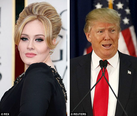 Mới đây, Adele đã lên tiếng yêu cầu ứng viên tranh cử Tổng thống - tỉ phú Donald Trump - dừng việc sử dụng các bài hát của cô trong các chiến dịch vận động tranh cử ngôi vị Tổng thống Mỹ.