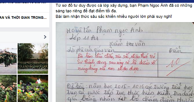 
Bài Văn nghị luận của cô học trò lớp 11 có tên Phạm Ngọc Ánh được chia sẻ trên mạng xã hội.
