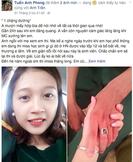 Status của Nguyễn Tuấn Anh viết về bạn gái - Hoa khôi trường ĐH Khoa học xã hội và nhân văn đang gây chú ý trên mạng