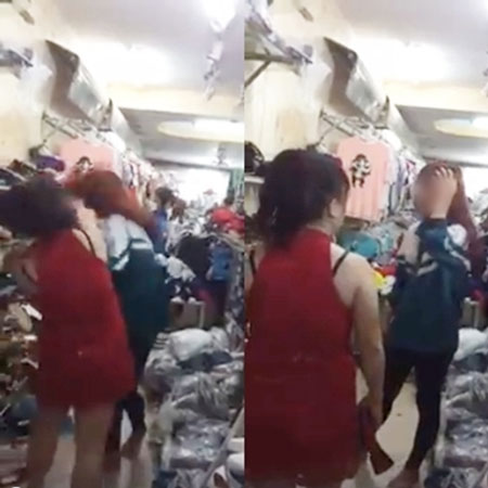 Hình ảnh người chủ cầm chiếc giày đánh vào đầu nữ sinh bị nghi ăn trộm
