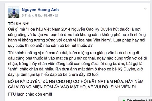 
Status gây tranh cãi của TS Nguyễn Hoàng Ánh.
