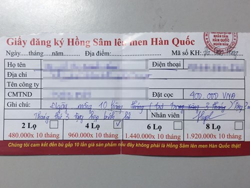 Mặt trước l&agrave; giấy đăng k&yacute; tin to, r&otilde; r&agrave;ng
