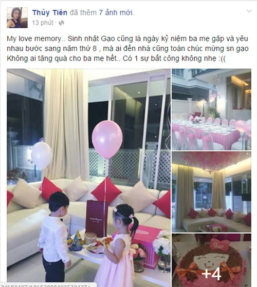 Thủy Tiên hào hứng chia sẻ tiệc sinh nhật cho con gái.
