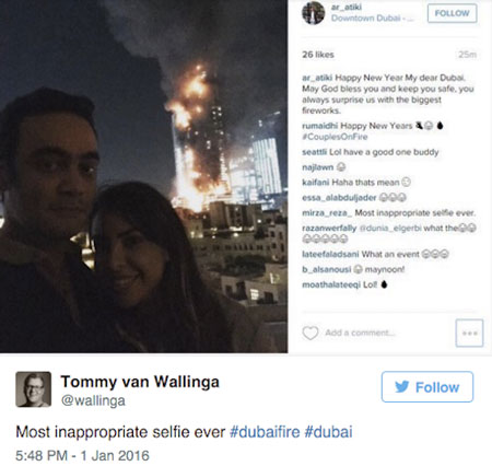 Bức ảnh selfie của cặp đôi nhận được nhiều bình luận trái chiều.