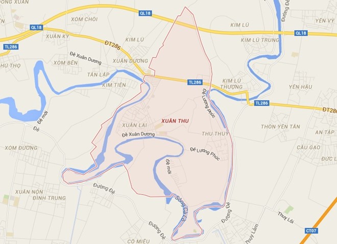 Đoạn sông Cà Lồ nơi xảy ra vụ việc cách sân bay Nội Bài gần 14 km. Ảnh: Google Maps.