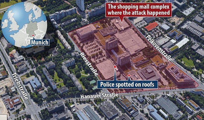 
Bản đồ cho thấy vị trí của trung tâm mua sắm Olympia. Nó ở rất gần sân vận động Olympic. Đồ họa:Daily Mail
