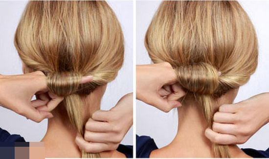 Bạn luồn nhiều vòng cho đến khi hết tóc. Tuy nhiên, bạn nên cho một ngón tay vào giữa để giúp tóc không bị rối.