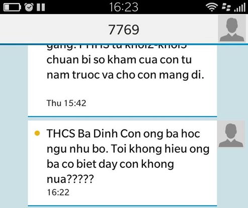 
Tin nhắn lạ mà nhiều phụ huynh nhận được từ trường THCS Ba Đình. Ảnh: Phụ huynh cung cấp

 
