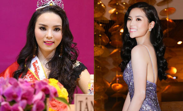 
Kỳ Duyên khi mới đăng quang Hoa hậu Việt Nam 2014 (trái) và xuất hiện tại Tuần lễ Thời trang quốc tế Việt Nam 2016.
