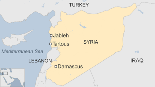 
Vị trí hai thành phố Tartous và Jableh. Đồ họa: BBC
