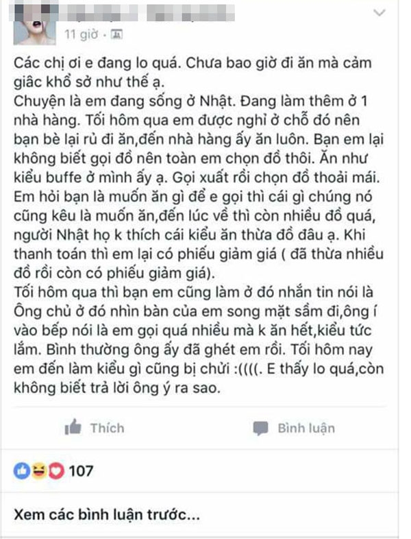Chia sẻ của cô gái Việt