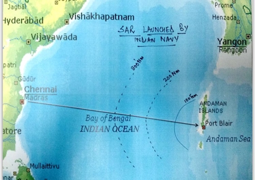 
Đường bay dự kiến của phi cơ AN-32 mất tích. Đồ họa: IndianNavy
