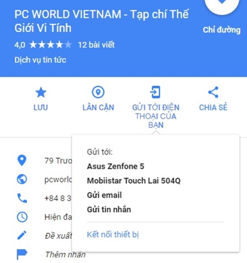 
Gửi dẫn đường của Google Maps từ một máy tính vào thiết bị di động của bạn trở nên dễ dàng hơn.
