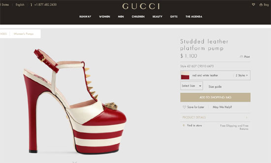Đầu tiên là đôi giày hai gam màu trắng, đỏ ấn tượng. Giá của đôi giày được bán là 1.100 đô la Mỹ (khoảng gần 25 triệu đồng).