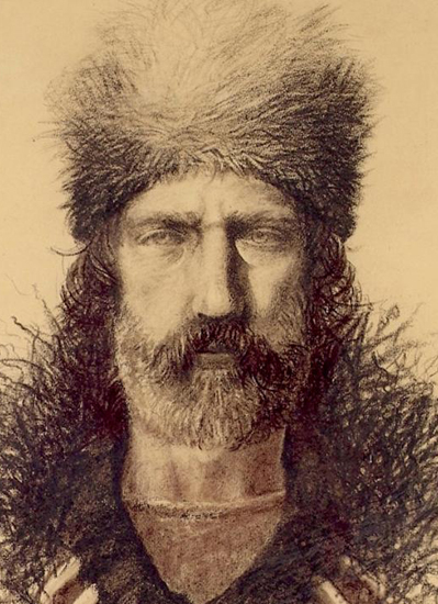 Một bức họa phác lại chân dung thợ săn Hugh Glass.