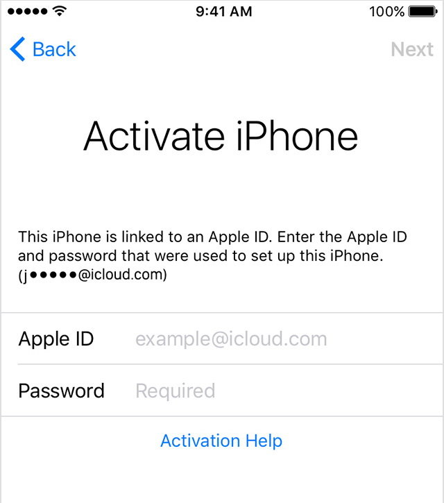 
Thông báo đăng nhập tài khoản để kích hoạt iPhone/iPad sau khi nâng cấp iOS 9.3 - Ảnh: Apple
