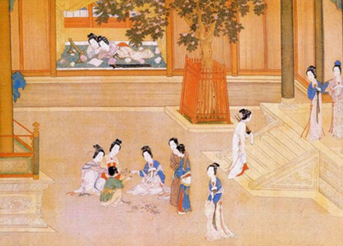 Tranh vẽ mi&ecirc;u tả phi tần, cung nữ trong hậu cung của nh&agrave; Minh.