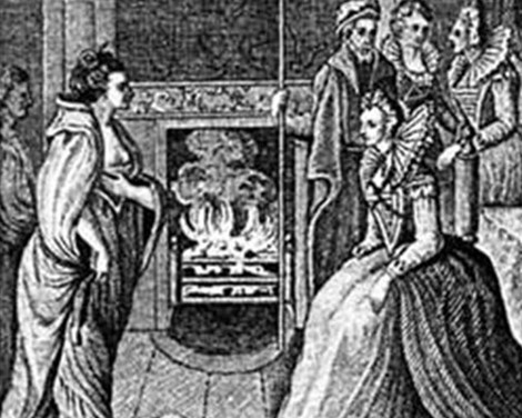 Nữ tướng cướp G.OMalley (trái) diện kiến Nữ hoàng Elizabeth I.