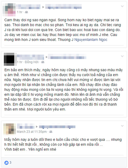  Hàng trăm bạn bè gửi lời chia buồn tiếc thương trước cái chết của cô gái trẻ xấu số - (Ảnh chụp màn hình) 