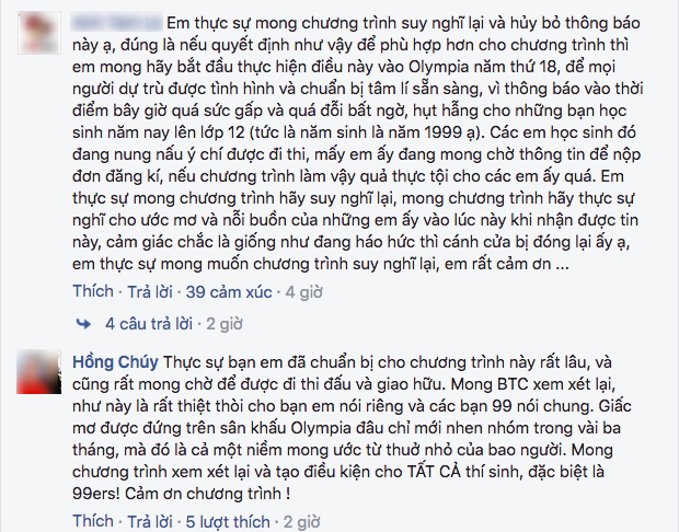 Những bình luận rất dài tỏ ý nhà đài nên xem xét lại quyết định này.