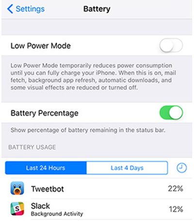 
Xem thông tin mức tiêu tốn năng lượng Battery Usage.
