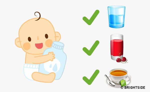 
Cơ thể trẻ em cần được cung cấp đầy đủ nước. Các bé dưới 1 tuổi nên uống nước khoáng không vị, không mùi. Các bé lớn hơn có thể uống nước được pha thêm chút muối. Ngoài ra, bạn nên sử dụng xen kẽ các loại trà hoa quả, trà thảo mộc. Một nguyên tắc quan trọng là cha mẹ không nên ép trẻ uống nhiều nước. Cơ thể trẻ rất nhạy cảm và sẽ tự lên tiếng khi có nhu cầu.
