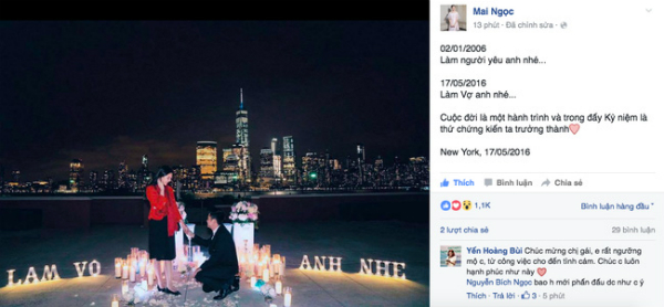 
Trước đó, trên trang cá nhân, cô đã đăng hình ảnh màn cầu hôn ngọt ngào của bạn trai trên đất Mỹ. Lễ cưới của cặp đôi sẽ diễn ra vào tháng 12 năm nay.
