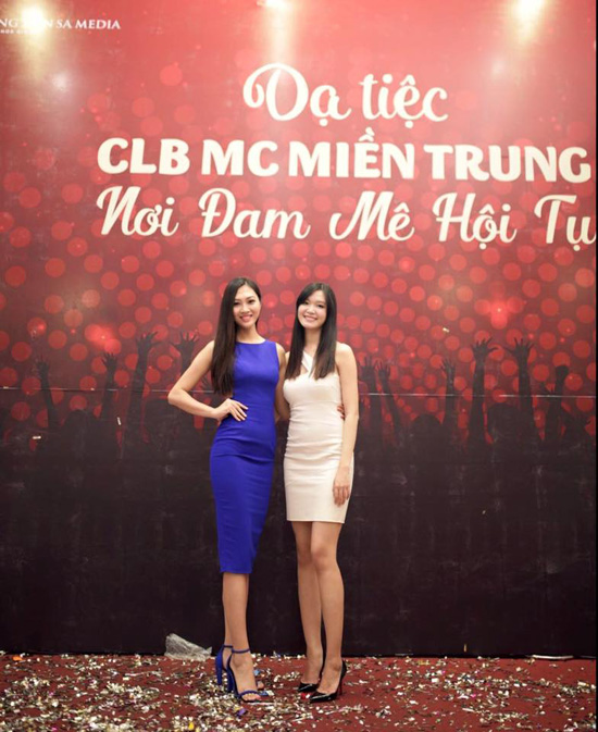 
Diệu Ngọc hội ngộ Hoa hậu Việt Nam 2008 Thùy Dung trong sự kiện ở Đà Nẵng. Cả hai đều có chiều cao khủng.
